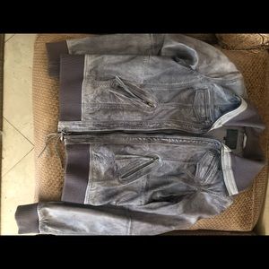 Distressed leather jacket